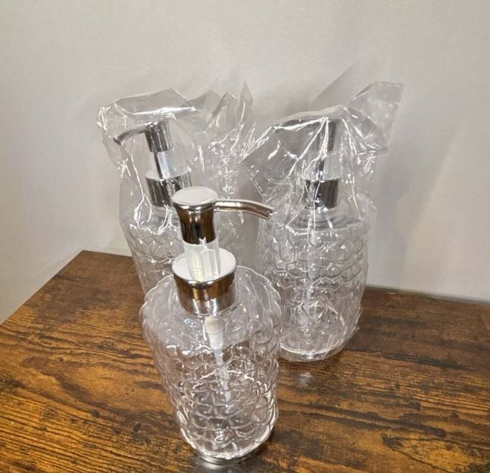 3 pack. Hand Soap Dispenser Bottle 420ml – Refillable Plastic Pump, Clear.